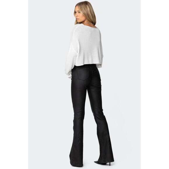 New Size Small Mila Rosabella Faux Leather Flare Pants - Picture 3 of 5